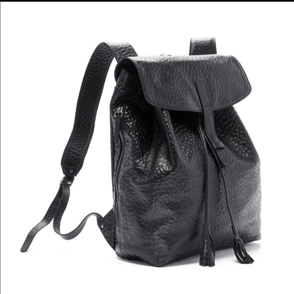 Eileen Fisher Black pebbled leather backpack